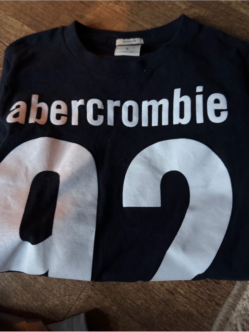 Abercrombie & Fitch Navy Tee with White Logo and Number